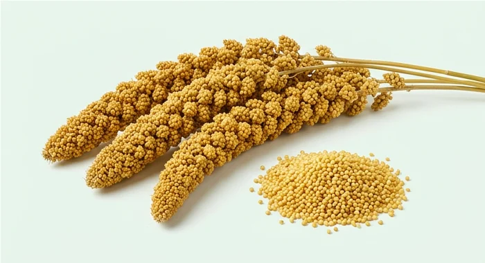 Representative product image of millet grain heads and loose grain