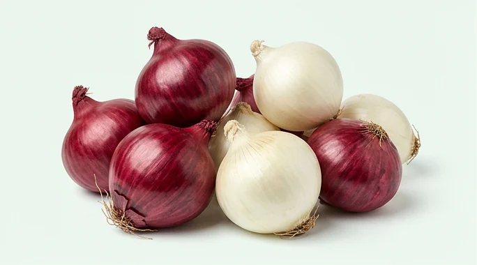 Representative product image of red and white onions
