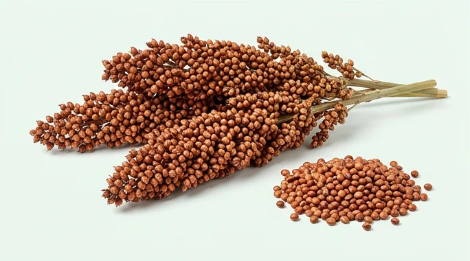 Representative product image of sorghum heads and loose grain