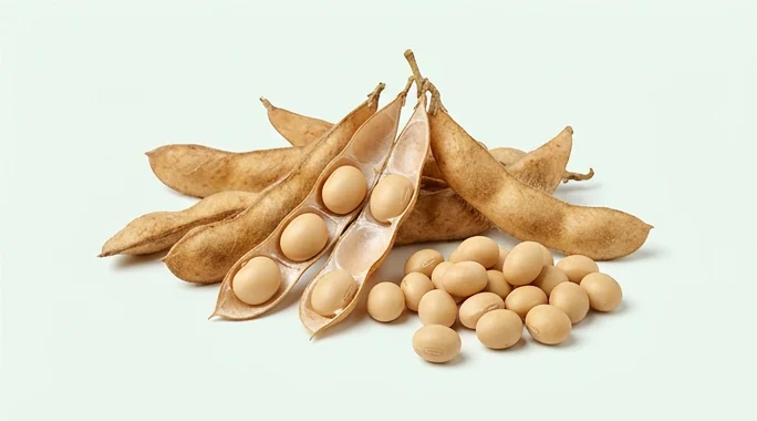 Representative product image of soybeans and dry pods